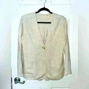 Soft Surroundings Beige Cotton Linen Blend Shaket/Blazer Small